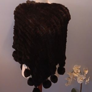 Black Rabbit fur poncho NWT